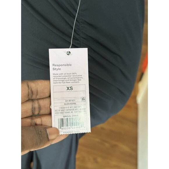 Womens Black Ruffle Skirt Side Slit Elastic Waist Maxi Midi Sz XS Gothic Witchy - Picture 7 of 11